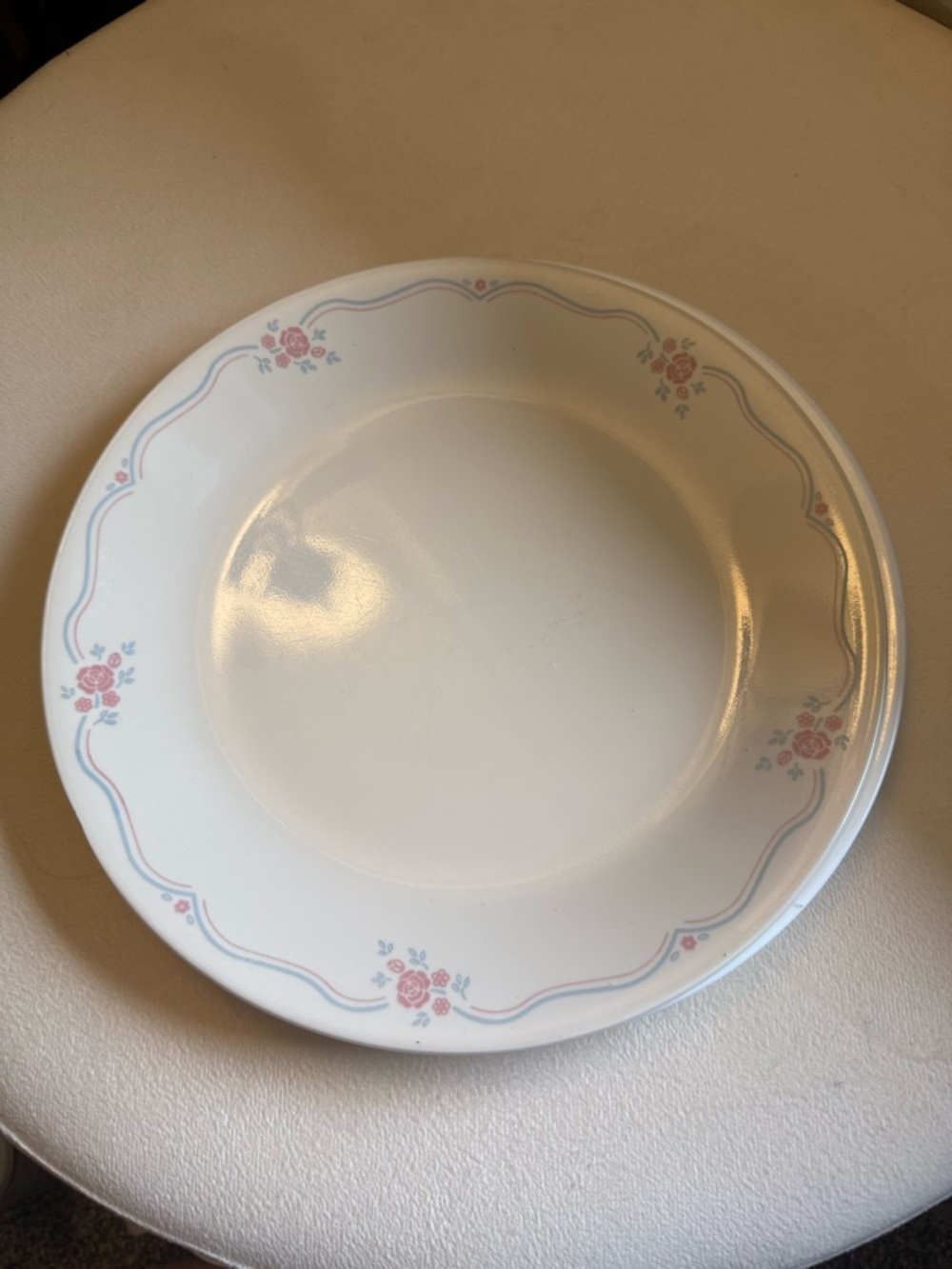 Classic Floral Rim Ceramic Dinner Plate - Pink and Blue